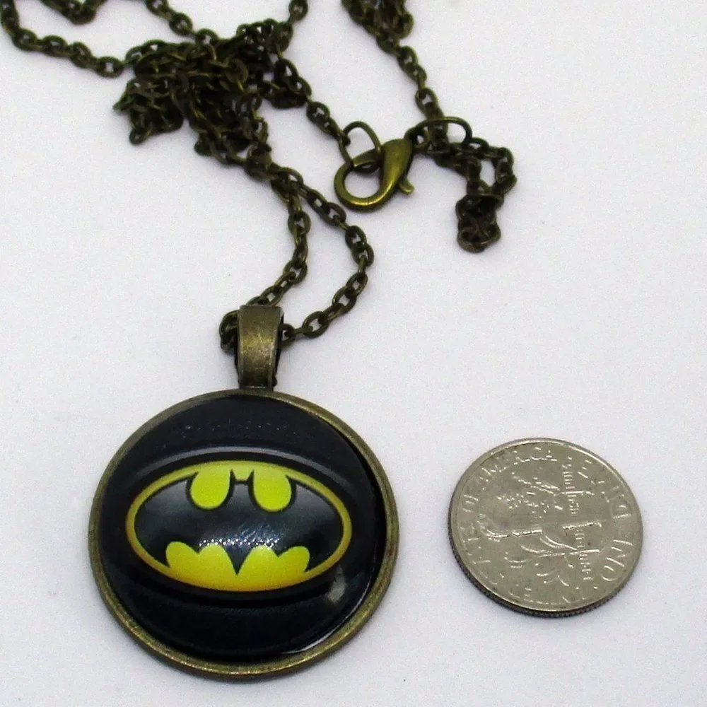 Batman Pendant Antique Brass Chain